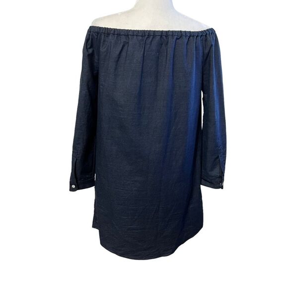 Rag & Bone Chambray Denim Off-Shoulder Mini-Dress Small Dark Blue - Picture 12 of 14